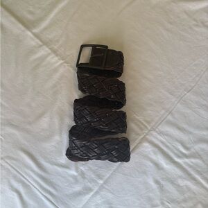 Men's Woven Leather Belt - Black